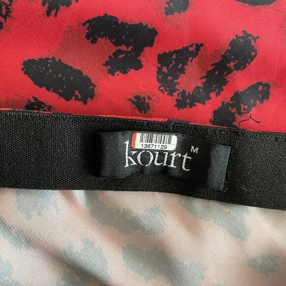 Kourt Skirt Womens Medium Red Black Leopard Animal Print Pull On Midi Slip Satin - Picture 5 of 9